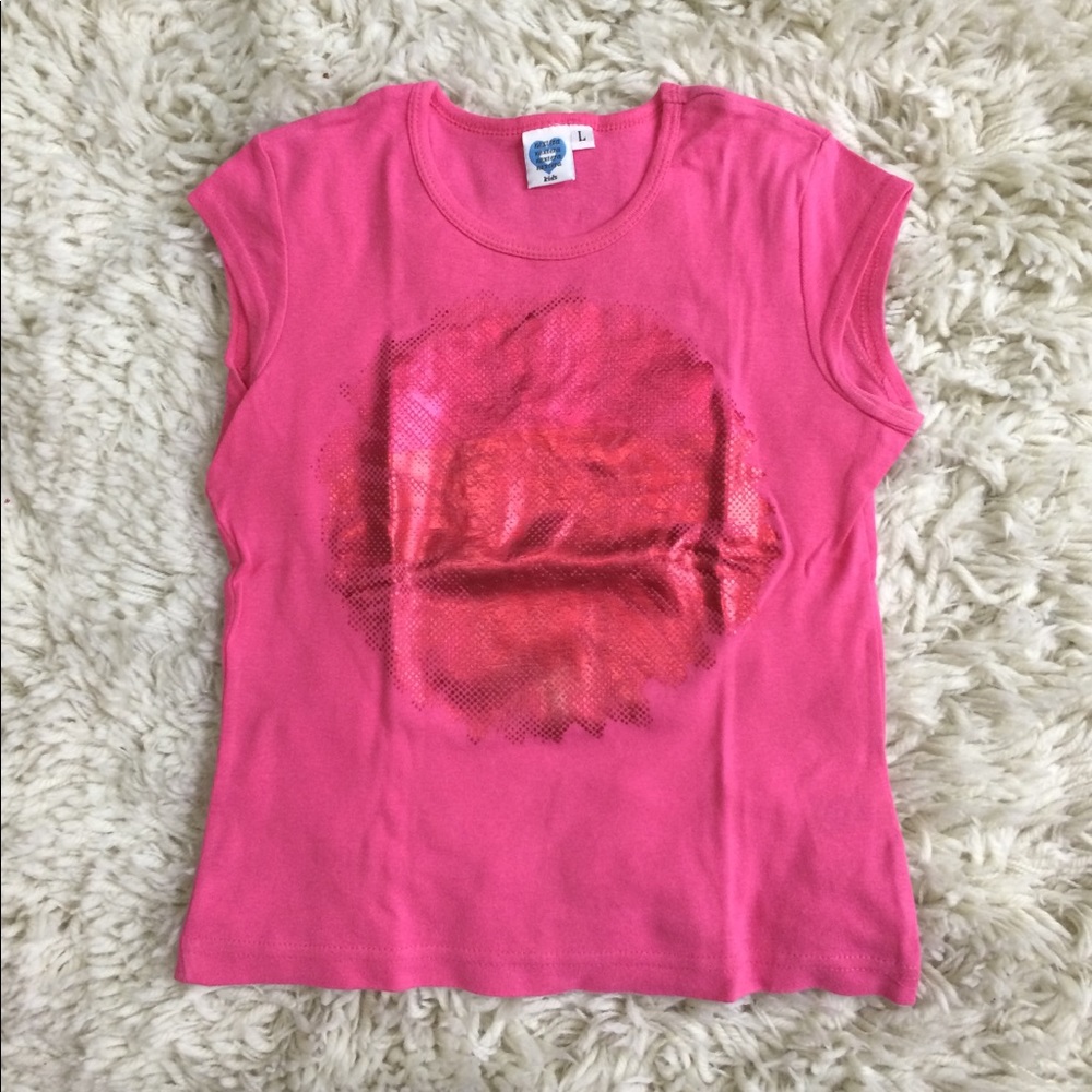 Metallic flower tee tank